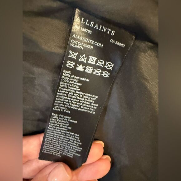 AllSaints Catch Biker Kushiro Jacket Quilted Black Leather - Picture 3 of 5